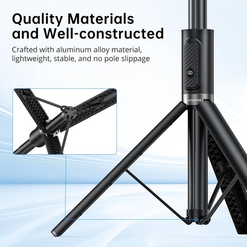 SYNCWIRE 55" Selfie Stick Tripod, All-in-one Extendable Aluminum Phone Tripod with Rechargeable Bluetooth Remote, Compatible with iPhone, Samsung, Google, LG, Sony and More (4.7-7 inch Smartphones)