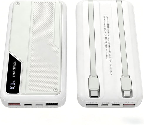 10000mAh Power Bank (Rated 5500mAh) with Dual Built-in USB-C Cables, Slightly Heavy