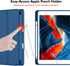 iPad 9.7 Case (2018/2017 Model, 6th/5th Generation), Smart Cover with Pencil Holder, Soft Silicone Back, Navy Blue