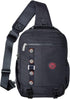 Backpack Large Sling Bag Laptop Cross Body Messenger Bag Shoulder Travel Rucksack (C- Black)