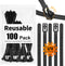 SOOOEC 100 Pack Reusable Zip Ties Assorted Sizes 6+8+10+12 Inch UV Resistant,
