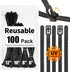 SOOOEC 100 Pack Reusable Zip Ties Assorted Sizes 6+8+10+12 Inch UV Resistant,