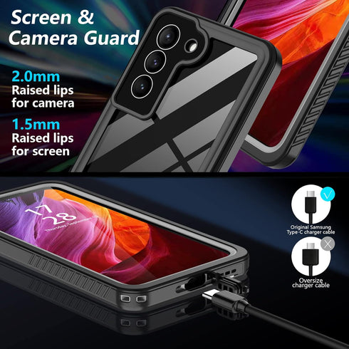 Samsung Galaxy S22+Plus Case Waterproof with Built-in Screen Protector, Full Body Shockproof Protective Case (Black)