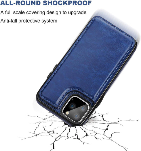 OT ONETOP Wallet Case for iPhone 11 Pro, PU Leather Kickstand with Card Holder, Double Magnetic Clasp, White