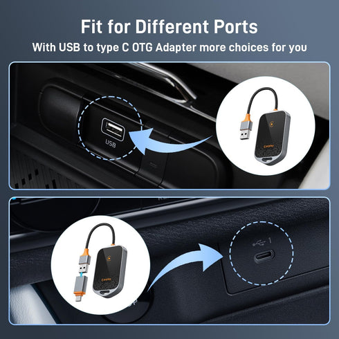 Wireless CarPlay Adapter for iPhone, 5.8GHz Carplay Wireless Adapter Converts Wired to Wireless, Fast Stable Connect