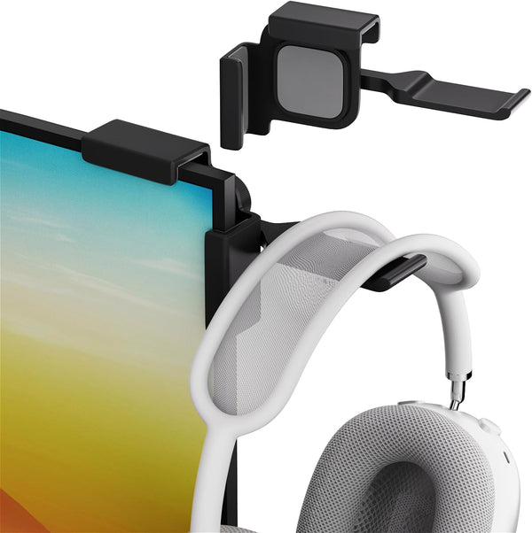 wigmoa 1PACK Clamp-On Monitor Headphone Stand Adjustable Headset Holder with 360 Rotating Hook,