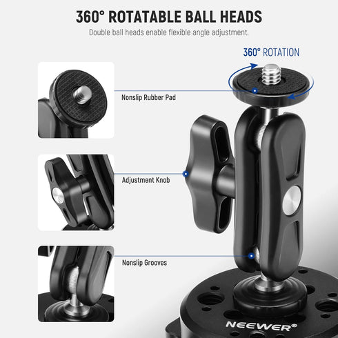 NEEWER 6"/15.2cm Camera Suction Cup Mount with Ball Head Magic Arm for Car Windshield Dash, Compatible with Camera/Phone