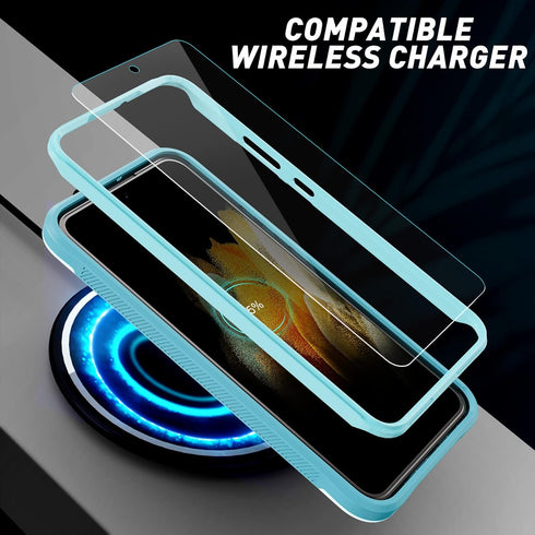 URBANITE Military Grade Case for Samsung Galaxy S22 Plus 5G, Dual Layer Shockproof Cover with Screen Protector (Sky