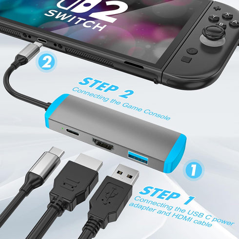 LA NREUCETS 2,USB 4K@60Hz 3.0 2/Switch/Switch USB C to HDMI Adapter for Switch C Docking Station with HDMI Port/Type-C