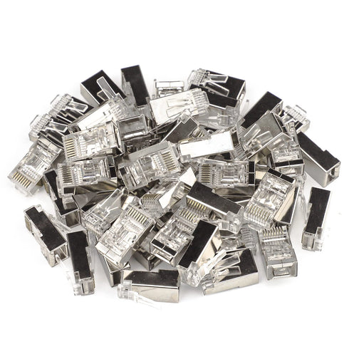 iwillink 100 Pack Shielded RJ45 Cat6 Pass Through Connectors, Ethernet Cable Crimp Connectors for Solid Wire