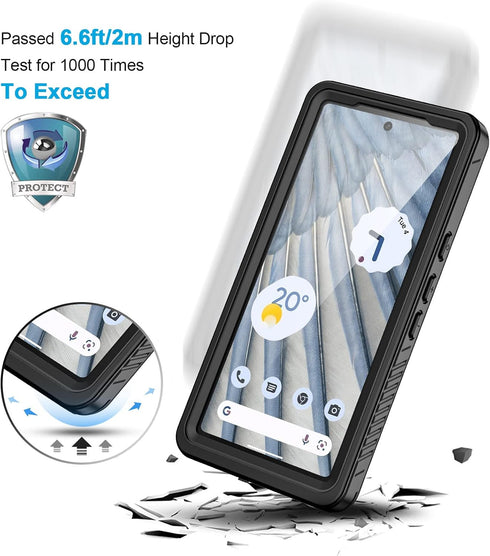Lanhiem Pixel 7a Case: Rugged, IP68 Waterproof, Dustproof, with Built-in Screen Protector for Google Pixel 7a,