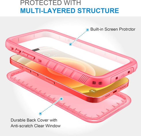 SPORTLINK for iPhone 12/12 Pro Waterproof Case - Full Body Shockproof Dustproof Phone Screen Protector Rugged Cases,