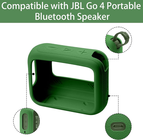 JBL Go 4 Waterproof Bluetooth Speaker Silicone Cover Case, Portable Travel Case with Carabiner, Protective Skin Case