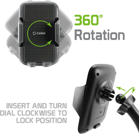 Cellet Adjustable Car Dashboard Smartphone Clip In Mount Compatible for iPhone 13 Pro 12 Pro Max Mini SE Galaxy S21