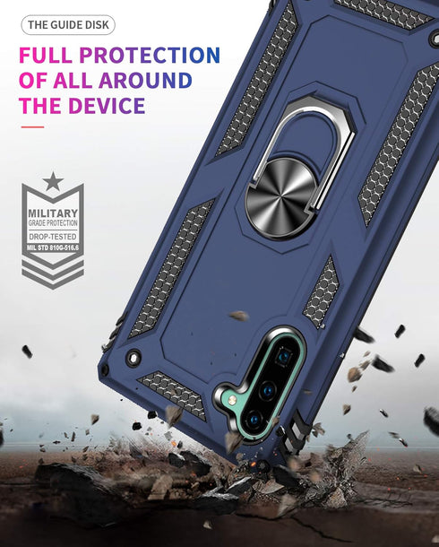 Samsung Galaxy Note 10 Case with HD Screen Protectors, Military-Grade Metal Ring Holder Kickstand, Shockproof Cover