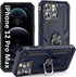 ADDIT iPhone 12 Pro Max Case, Military Grade Heavy Duty Protection, Kickstand Ring, Shockproof, Blue