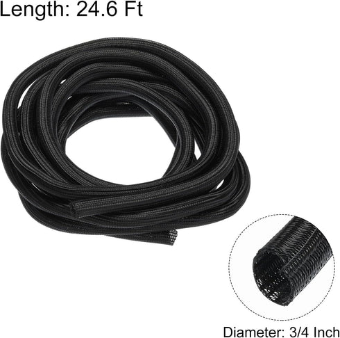 MECCANIXITY Cord Sleeve Cable Organizer: 24.6 Ft - 3/4 Inch Wire Cover Protector for USB Cable, Under Desk Wire