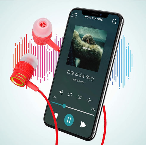 UrbanX R2 Wired in-Ear Headphones with Mic for Motorola one 5G UW ace, Noise Isolating Earphones, Deep Bass,
