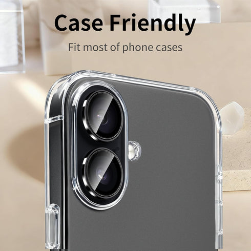 Hsefo 17, 9H Camera Lens Protector for iPhone Ultra-thin Tempered Glass, Scratch Resistant, Case Friendly, Metal
