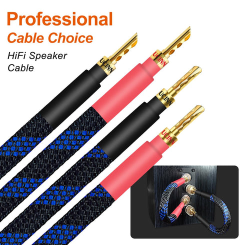 UCINNOVATE 11 AWG HiFi BFA Z Plugs Banana Speaker Cables, 4 Pack, 20cm Audiophile OFC Gold Plated