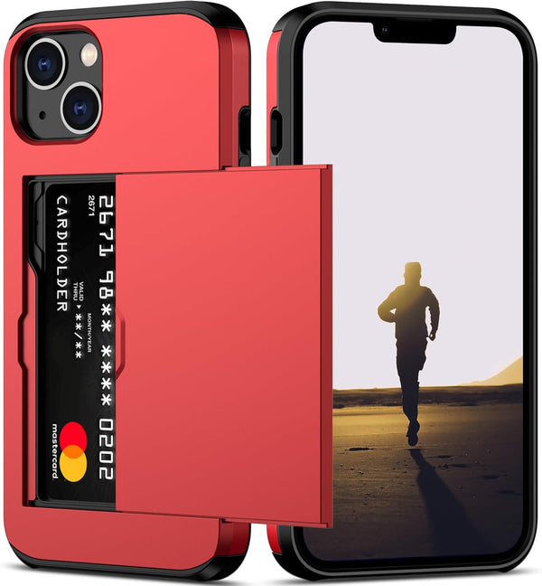 Nvollnoe for iPhone 13 Case with Card Holder, Heavy Duty Protective Dual Layer Shockproof Slim Wallet Case for Women &
