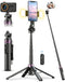 ACKIMA 53'' Selfie Stick Tripod with Light, Enhanced 4-Leg Cell Phone Stand Camera