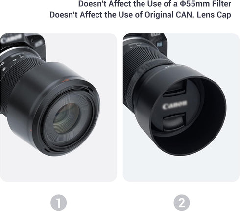 Lens Hood for Canon RF-S 55-210mm F5-7.1 IS STM, Reversible Shade Compatible with 55mm Filters