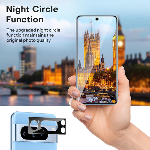 OMOTON 3 Pack Tempered Glass Screen Protector & Camera Lens for Pixel 8 Pro (6.7", 2023) - Fingerprint Compatible,