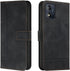 Motorola Moto E13 Wallet Case, Cute PU Leather with Magnetic Kickstand & 3 Card Slots - HX3 Smile Black Protective Case.