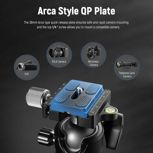 NEEWER Low Profile Camera Tripod Ball Head, 36mm Metal Panorama Head Compatible with Arca 1/4” Quick Release Plate