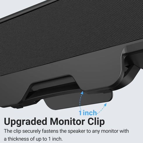 Inwa Computer Speakers for Desktop PC, USB Monitor Speakers with Clip, Wired Computer Sound Bar for Laptop with Loud
