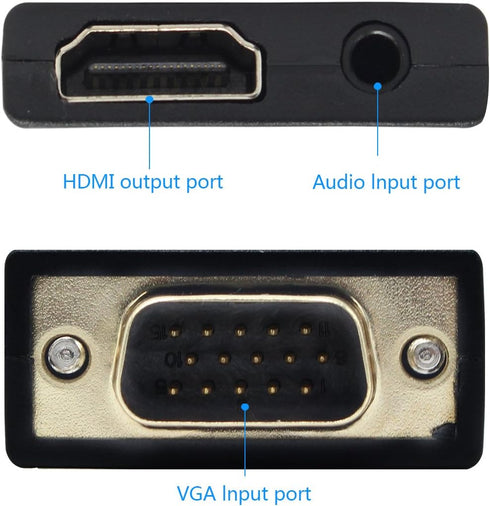 VGA to HDMI Converter 1080P Adapter with Audio Cable and USB Cable for PC Laptop to HDTV