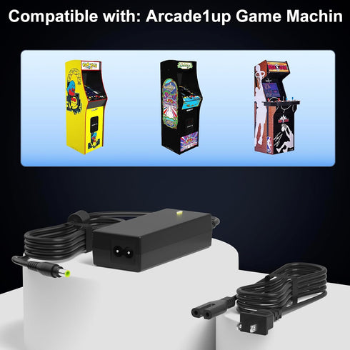 12V 3A Power Supply Arcade 1up - Fit for All Riser Cocktail Table Models, Power Cord