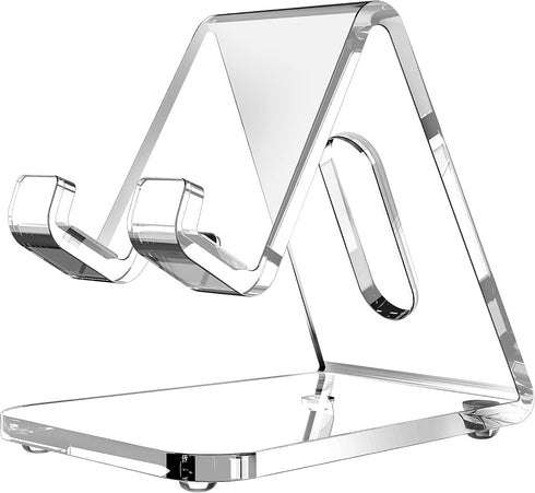 CreaDream Acrylic Cell Phone Stand, 5mm Thicker Clear Holder for Desk, Suitable for iPhone 14/13 Pro Max, All