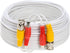20FT White BNC Video Power Cable Extension Wire for CCTV, Security Camera, DVR, Surveillance System, Plug & Play