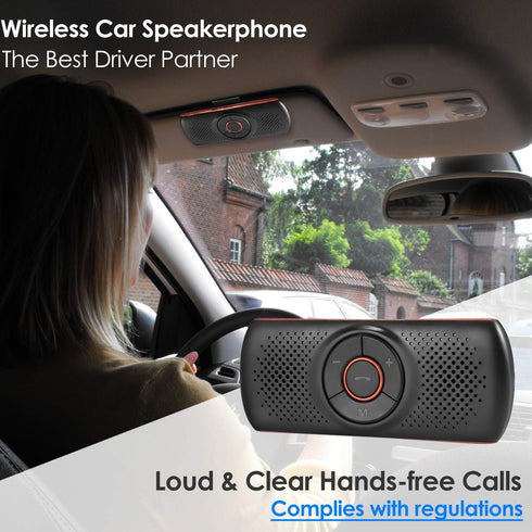 TIANSHILI Command Bluetooth Visor Clip Car Speaker, Wireless Handsfree Speakerphones, Stereo Sound Enhanced