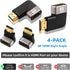 AIMHDUTY 8K 4-Pack 90 270 8K@60Hz,4K@120Hz,HDR,eARC HDMI Eblow HDMI Right Angle Adapter and Degree Gold Plated, Support