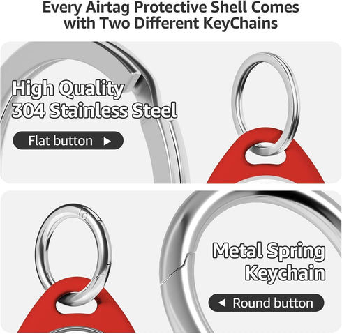 Airtag Holder, Air Tag Case with 2 Keychains, Waterproof TPU Shell Protective Case for GPS Item Finder Tracker, Red
