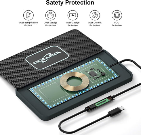 Wireless Charger for Car, Fast Charging Pad for Multiple Devices, Adapter for AirPods iPhone15/14/13/12 Pro/Max