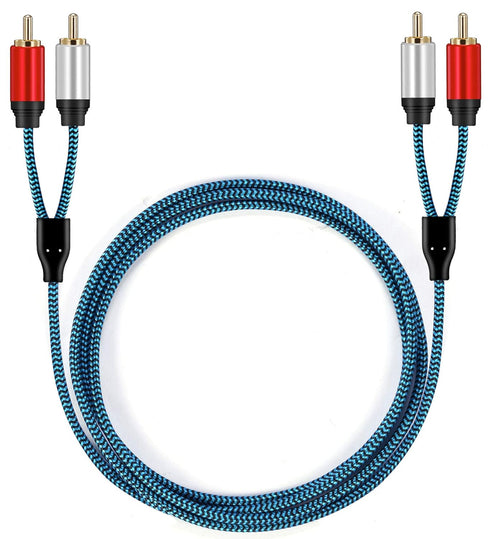 RCA Cable 5ft, 2RCA Male to 2RCA Male Stereo Audio Cable, Nylon-Braided Auxiliary Cord for Home Theater and Speakers