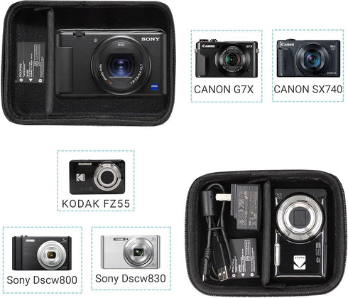 Camera Case, Canon Camera Bag PowerShot G7X mark II/III Case, Digital Camera Organizer Case for Sony Dscw 800/830, Kodak PIXPRO FZ45 FZ55 Case, Travel Carrying Protective Case for Cable