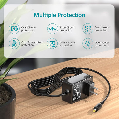 Universal 9V 2A AC Power Supply Adapter, 100-240V AC to DC for LED Strip Light, CCTV, Toys