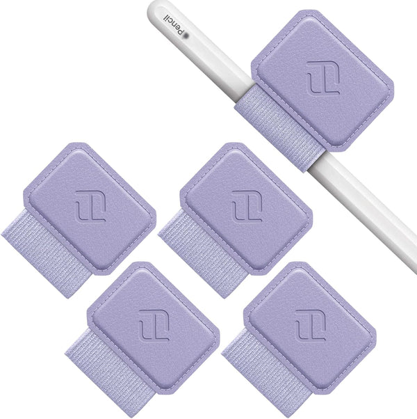 Fintie 4 Pack Pen Loop Holder for Apple Pencil Pro, USB-C Apple Pencil & Stylus Pens, Elastic Adhesive Leather Sleeve,
