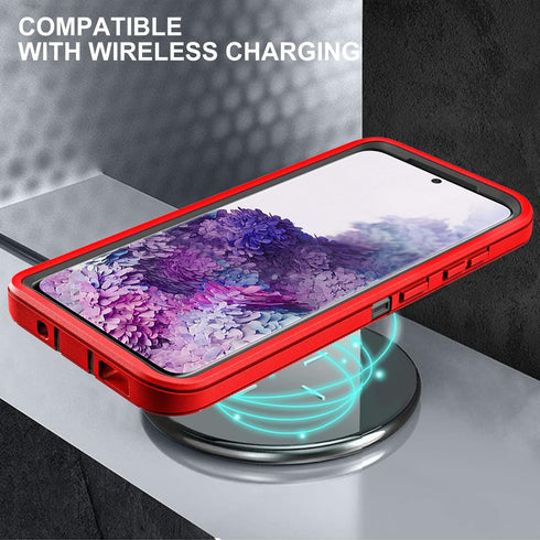 Red/Black Samsung Galaxy S20 Case with 2Pcs Self Healing TPU Screen Protector & Camera Lens Protector, Military Grade