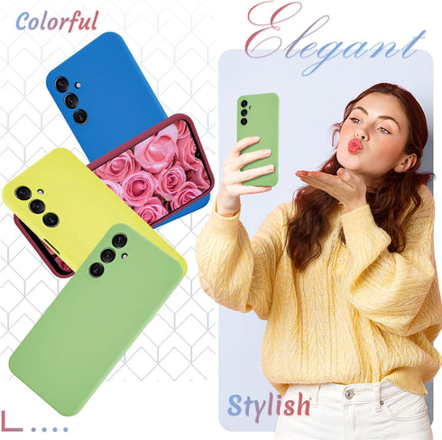 Samsung Galaxy A15 5G Case, Silicone Phone Case with 1 Screen Protector, Soft Anti-Scratch Microfiber Lining, Mint Green