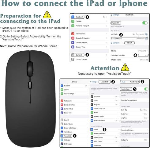 UrbanX Bluetooth Rechargeable Mouse for ASUS Vivobook X712DA-202.MV Laptop Bluetooth Wireless Mouse Designed for Laptop/PC/Mac/iPad pro/Computer/Tablet/Android Midnight Black