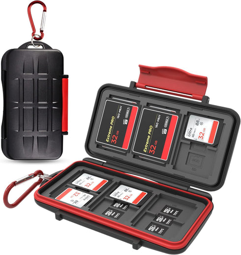 Kiorafoto 36 Slots Memory Card Holder Case Storage Protector Wallet for TF MSD Micro SD SDHC SDXC CF with Carabiner