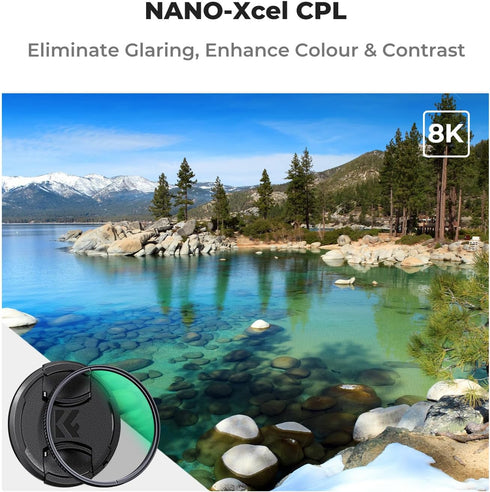 K&F Concept 62mm Circular Polarizer Lens Filter, Ultra Slim CPL Filter with 28 Multi-Layer Coatings, Cleaning Cloth