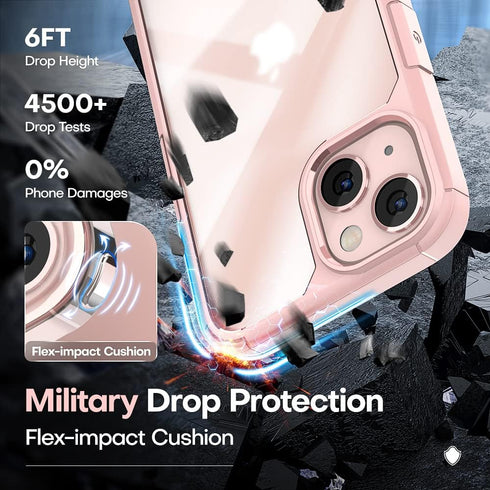 TAURI 3 in 1 for iPhone 13 Case Pink, Military-Grade Drop Protection Slim Shockproof Lanyard Case 6.1 inch