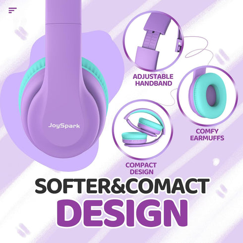 JoySpark Kids Bluetooth Headphones, Lightweight Wireless Headphones for Kids, 85/94dB Volume Limited, 60 Hours